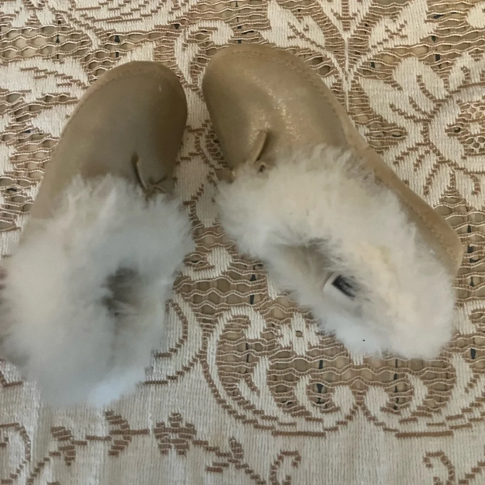 Janie and Jack Faux Fur Slippers with Fur Trim